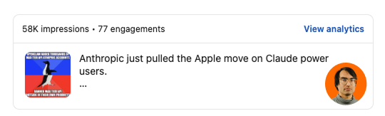 LinkedIn post analytics from Jasper’s account